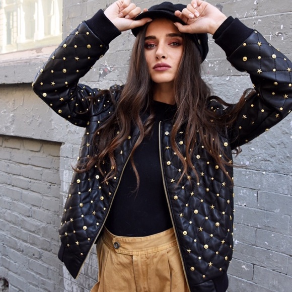 Studded REAL Leather Bomber - Picture 2 of 8